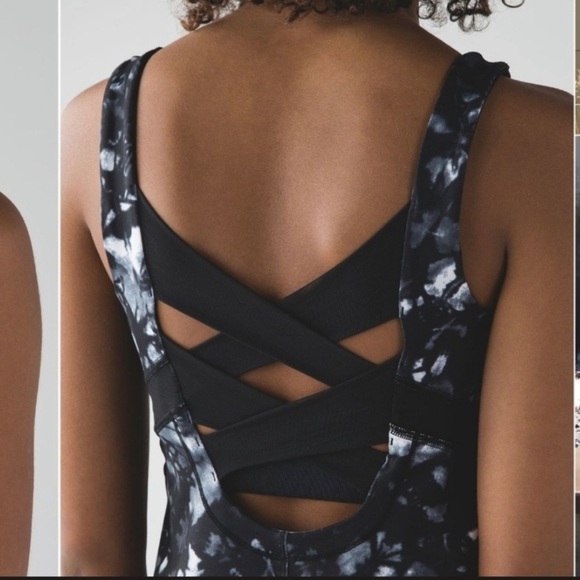 Lululemon Rise and Flow Tank Top Dusk Dye White Black / Black Criss Cross Back 4 - Picture 3 of 13